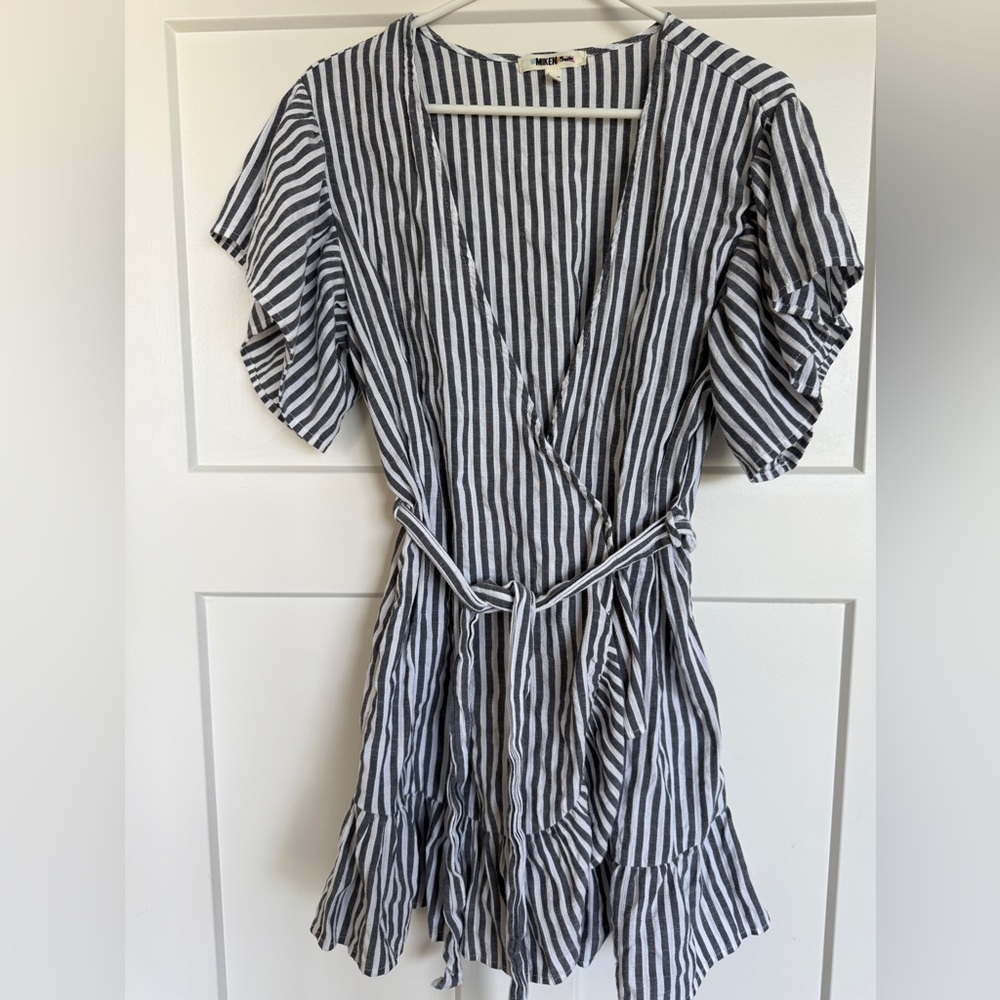 Blue and White Striped Swim Coverup